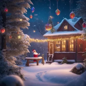 Central Object: A smiling cartoon snake wearing a New Year's hat...