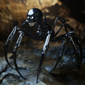 Dangerous hybrid creature combining a spider and a human skeleto...