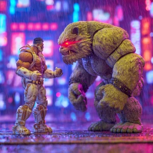 A cybernetic-enhanced cyberpunk steampunk-inspired bioluminescen...