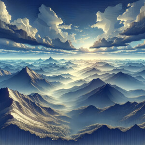 Create an 3-D abstract of"A breathtaking and panoramic view from...