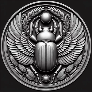 Design a high-contrast grayscale 3d bas relief of a scarab beetl...