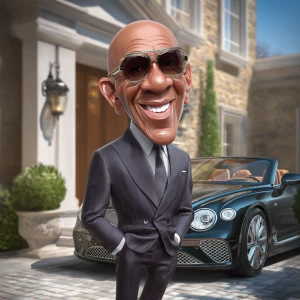 Create an image of caricature animation of a happy classy Africa...