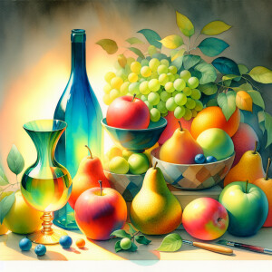 Still-life. Different colors. Watercolour. easier