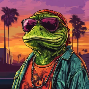 MEME PEPE in GTA art style — — in the style of a Grand Theft Au...