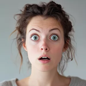 A woman with a quizzical expression who has just discovered some...