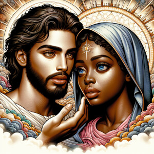 Ensure that the image distinctly represents both Jesus Christ an...
