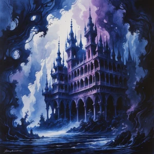 Amidst swirling shadows and ethereal light, an enigmatic underwa...