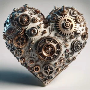 A steampunk heart adorned with intricate gears, cogs, and mechan...