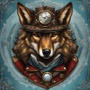 Male, anthromorphic Florida red wolf, sky pirate