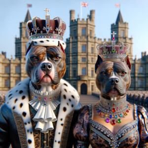 A hyper-realistic 3D image of an anthropomorphic brindle  pitbul...