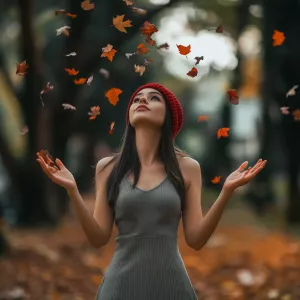 Capture the elegance of a fair-skinned, petite, slim woman with...