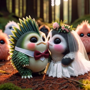Pokémon Chesnaught and Bewear's wedding kiss