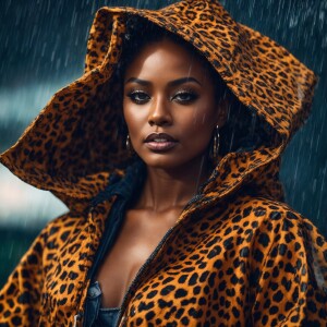 compose A stylized, glossy portrait of an African American woman...