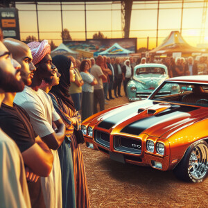 Create an image of a 1971 Pontiac GTO in mint condition, featuri...