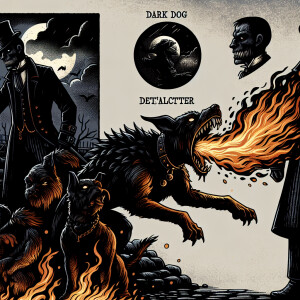Draw me a picture of fire breathing dog