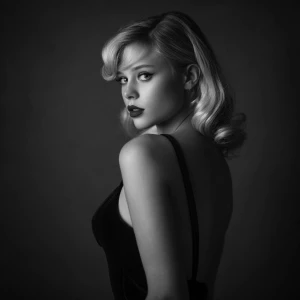 Blonde woman, noir style, ultra-realistic portrait, dramatic sha...