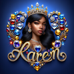 VCraft a 3-D image showcasing the name 'KAREN' in a luxurious go...