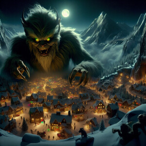 "In the icy shadows of Mount Crumpit, the evil Grinch stands, hi...