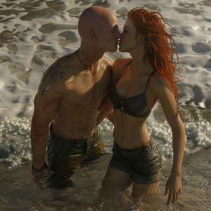 A photorealistic high resolution image. Light ginger haired fema...