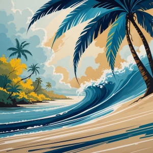 Design a soothing, calm, horizontal line, abstract painting with...