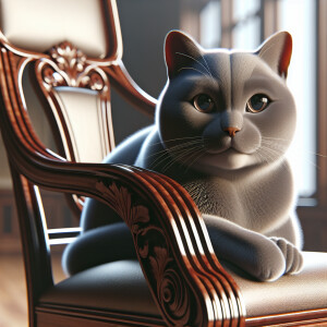 Photorealistic cat at the chair