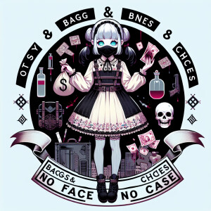 Evil toxic gorgeous anime woman with black hair in pigtails and...