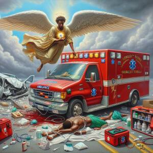 Create a realistic 3D oil painting depicting a scene of emergenc...