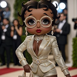 Design an image of Betty Boop reenvisioned with a dark chocolate...