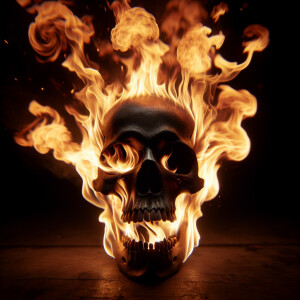 Flaming skull