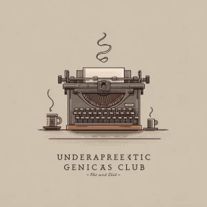 minimalist line-art illustration of a vintage typewriter, steam...