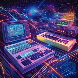 YouTube channel banner, concept: 'Digital Flux.' A dynamic compo...