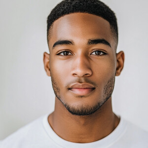 Create an image of a 22-year-old handsome African American man f...