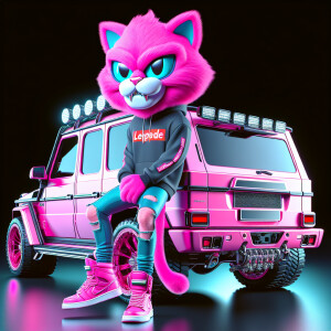 Create a colorful/psyscadelic character of pink panther wearing...