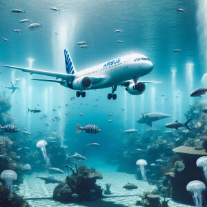 Самолет airbus летит под водой