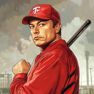 Elon Musk..Baseball cap, track suit holding nunchuks, in GTA San...