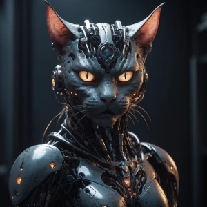 Create an image of an ephemeral, evil demon cat with a sinister...