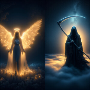 There's an angel on one side and death on the other