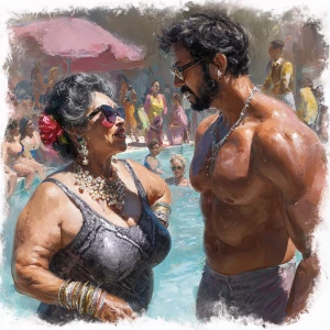 realism,digital painting ,-- v 6.1 . a punjabi  villain  curvy m...