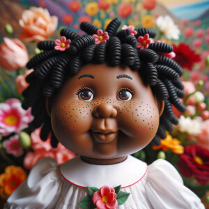 African-American cabbage patch doll with huge dimples, and freck...