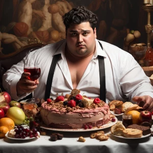 The male representation of the deadly sin gluttony