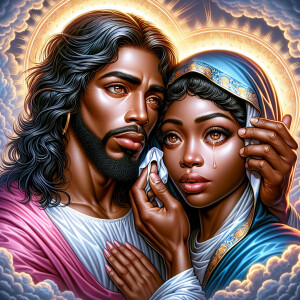 Ensure that the image distinctly represents both Jesus Christ an...
