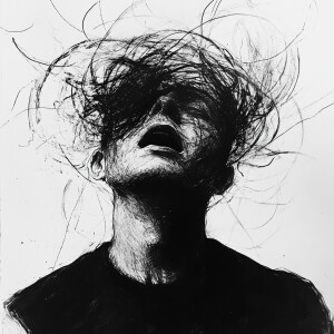 Illustrate the perspective of an individual with schizophrenia,...