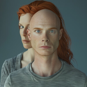 A photorealistic high resolution image. Light ginger haired fema...