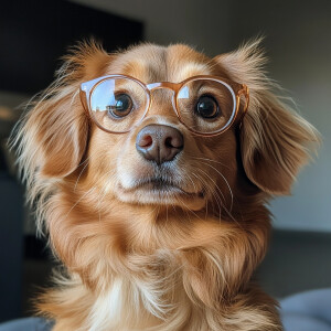 cute dog with glasses
