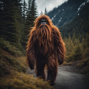 A cartoon style sasquatch bigfoot creature with very messy tangl...