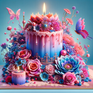 Craft a digital artwork that dramatically amplifies the colorful...