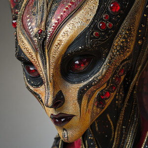 A haunting portrayal of an extraterrestrial specter with a mutil...