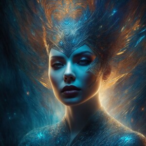 A shimmering, foreboding entity with asymmetrical features, exud...