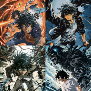 Generate the anime Air Gear in promotional poster in Death Note...