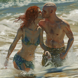A photorealistic high resolution image. Light ginger haired fema...